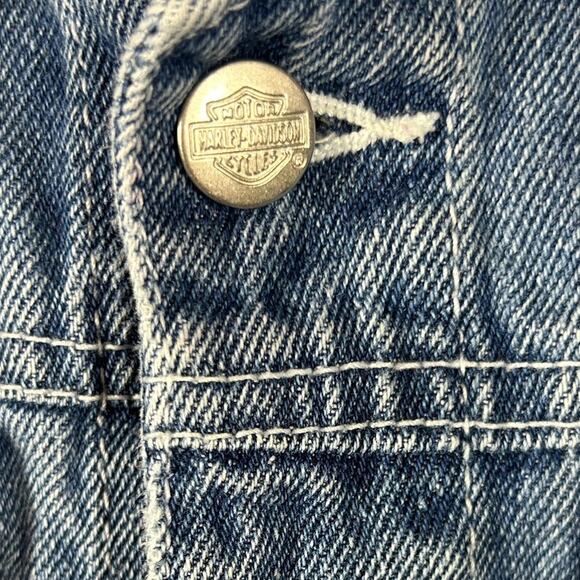 Harley Davidson Motorcycle Blue Jean Denim Logo Trucker Jacket Big Kid 12/14 - Picture 7 of 12